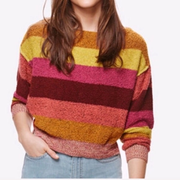 Free People Sweaters - Free People Candyland Stripe Sweater Pinks/Yellow/Orange  Combo XS